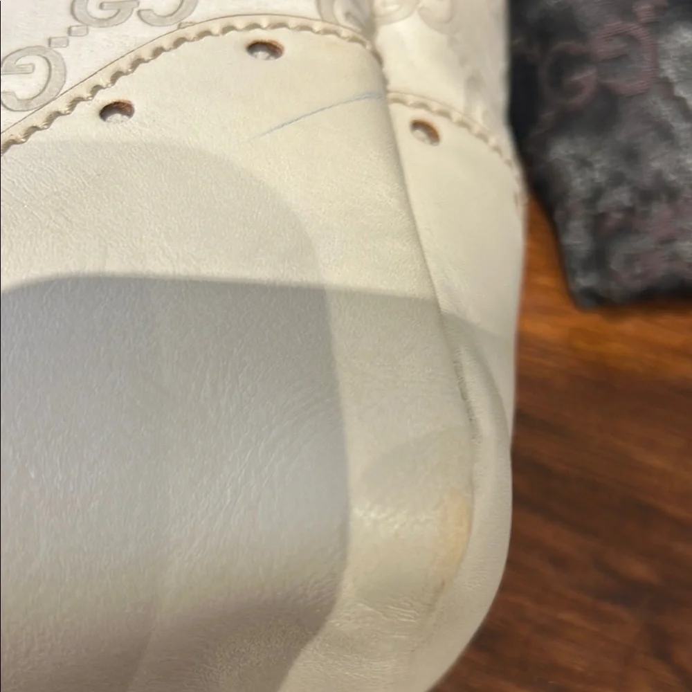 RARE Gucci Cream GG Supreme Leather and Canvas Tote  STUNNING - Picture 6 of 13